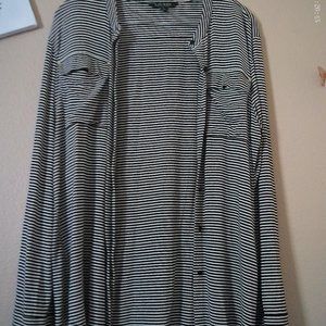 Black & White Striped Button Cardigan SZ XL by Lauren Ralph Lauren